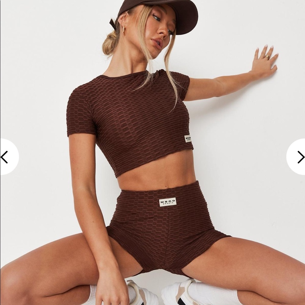 Missguided shorts and cropped t honeycomb set